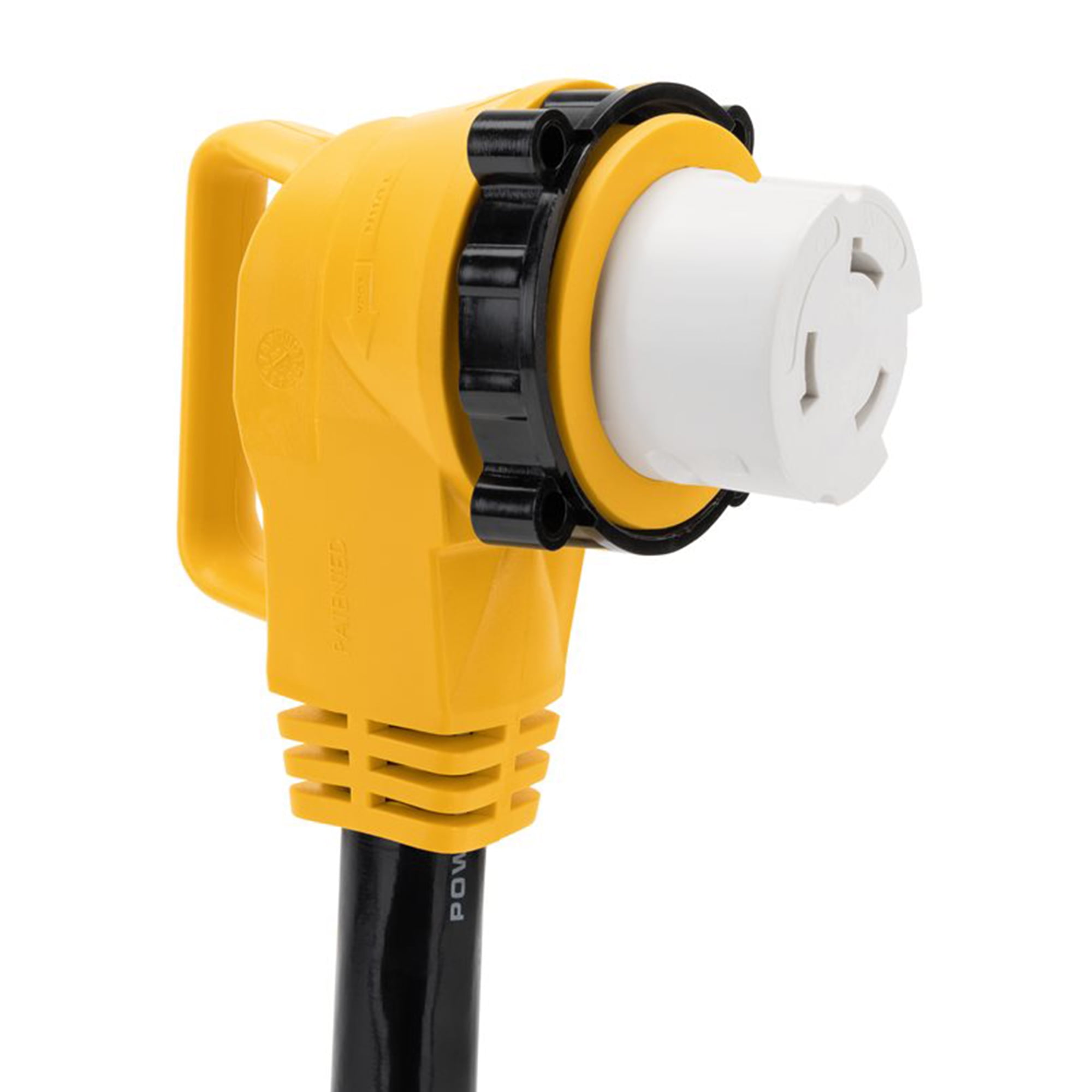 Heavy-duty locking RV power adapter